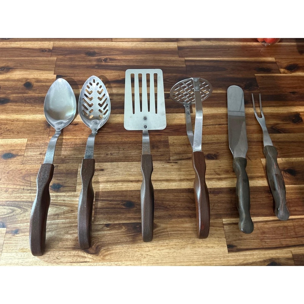 Vintage Cutco Kitchen Tool Set 6pc Stainless Steel/Wood Handles USA Made